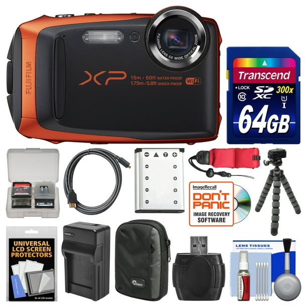 Fujifilm FinePix XP90 Shock & Waterproof Wi-Fi Digital Camera with 64GB Card + Case + Battery & Charger Flex Tripod + Strap + Kit - Walmart.com