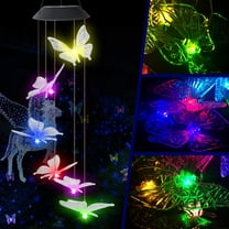 Solar Wind Chime Light, EpicGadget Solar Powered Color Changing LED Hanging Butterfly Wind chime Light for Outdoor Indoor Gardening Yard Pathway Decoration (Clear Wing)