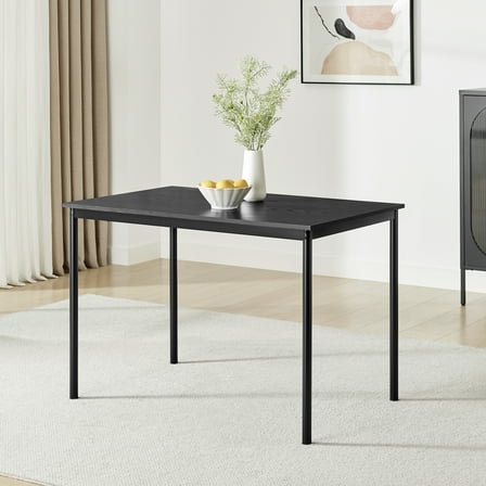 Mainstays Casual Wood and Metal Rectangular Table, Black finish for Indoor