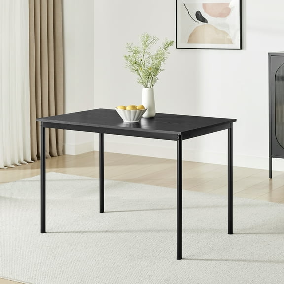 Mainstays Casual Wood and Metal Rectangular Table, Black finish for Indoor