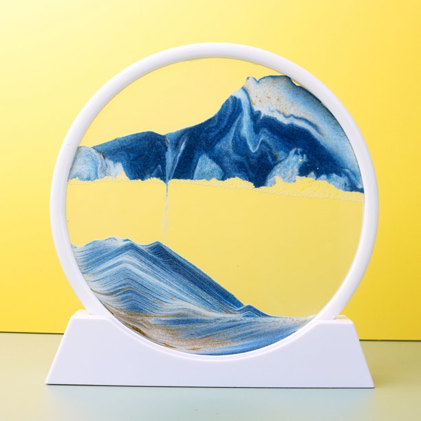 Cuadro decorativo de arenas movedizas 3D con diseño creativo de trémolo azul, marco de cristal, reloj de arena artesanal, pintura decorativa para sala de estar, micropaisaje, regalo