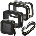 thumbnail image 1 of Set de bolsas de maquillaje Yeyeplum Leather Clear para mujer, 4 unidades, 1 of 6