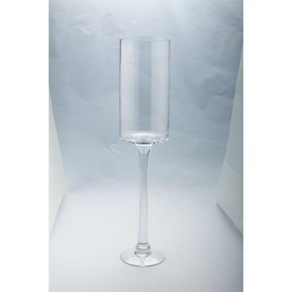 CC Home Furnishings Cylindrical Handblown Glass Pillar Candle Holder - 24" - Clear