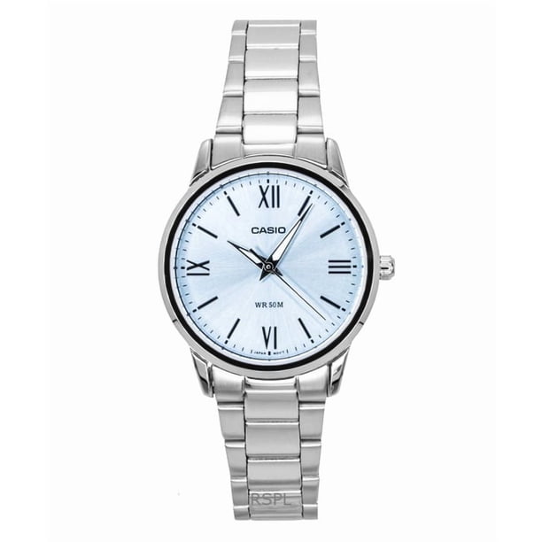 Casio Reloj Analógico de Acero Inoxidable con Esfera Azul Menta de Cuarzo LTP-1303DD-2AV para Mujer