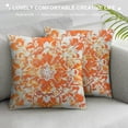 thumbnail image 3 of Shangniulu Cozy Fleece Throw Pillow Cases Covers for Couch Bed Sofa Vintage Mandala Floral Orange Red White, 3 of 5