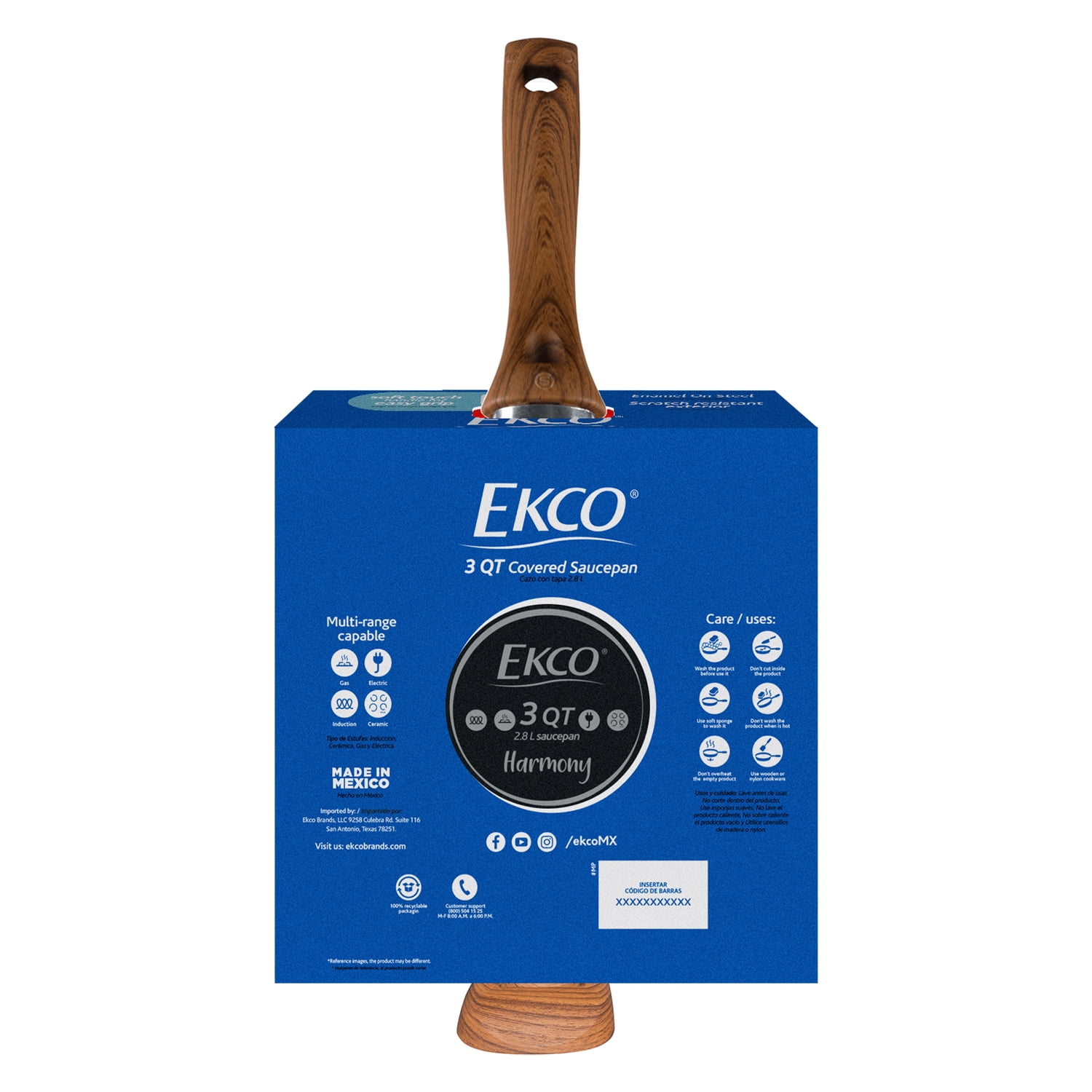 EKCO Harmony Covered Saucepan, Red (3 Qt.), 62569