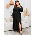 thumbnail image 4 of Women's Plus Size Wrap Short Flutter Sleeves Maxi Dress, 4 of 7