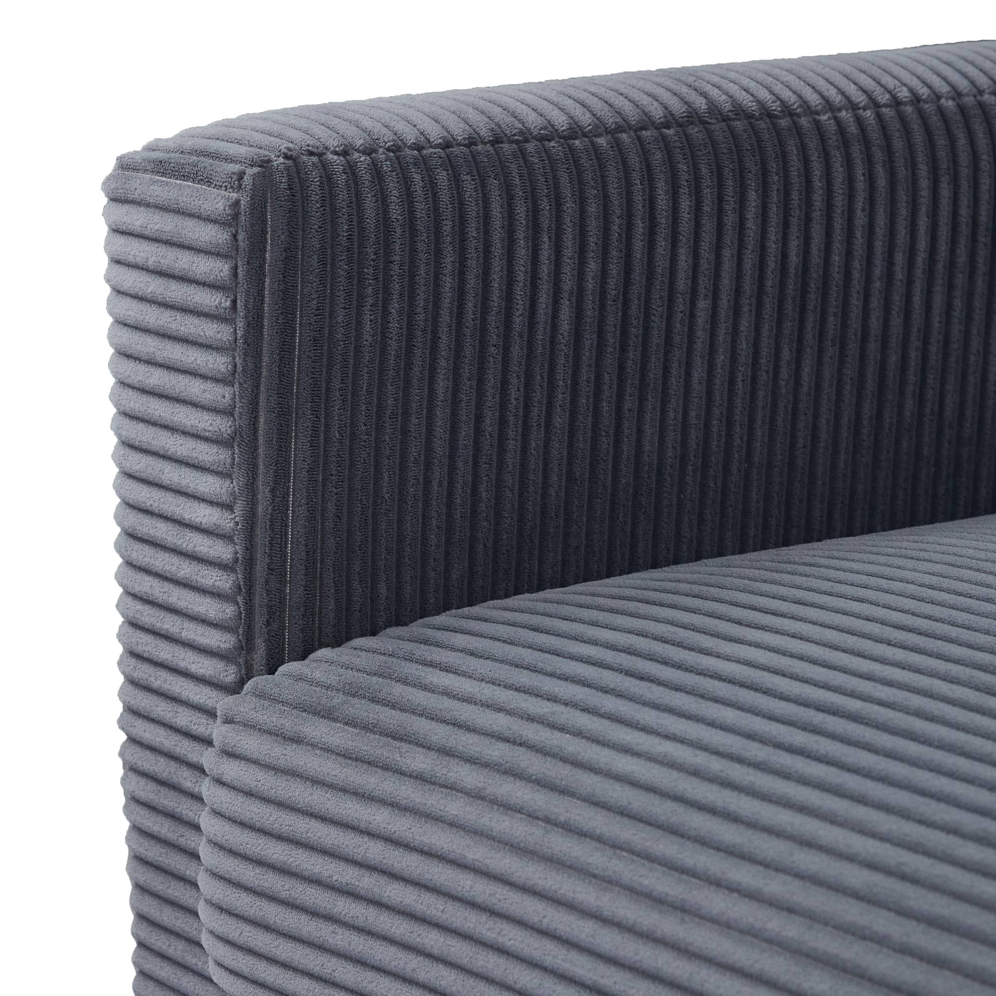 Comfy Futon Sofa Corduroy Loveseat Couch with Pillow Cushion, Modern Sleeper Sofa Couch with Solid Leg for Living Room,Bedroom, Grey