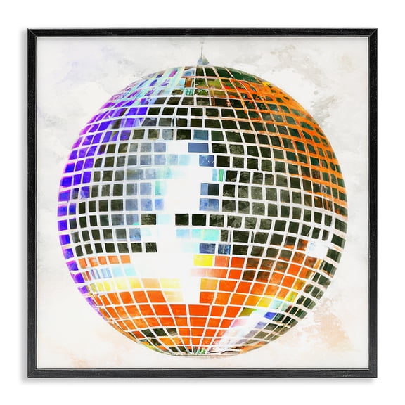 Stupell Industries Contemporary Vivid Disco Ball Pattern Black Framed Giclee Art, 17 x 17, by Ziwei Li