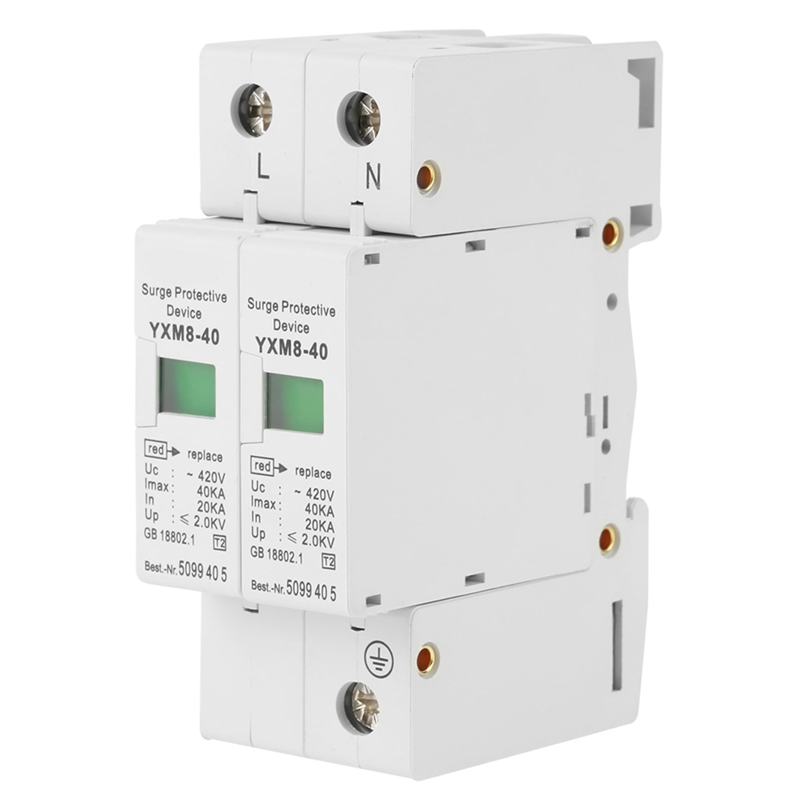220V 2P 40KA Home Surge Protector - Low Voltage Arrester Device for Electrical Safety, Best Surge Protection for Home Electronics, PCs, Easy Install Guide Included