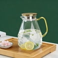 thumbnail image 2 of 2200ml Large Borosilicate Glass Water Pitcher with Gold Lid Pattern Design Heat Glass Carafe with Handle for Hot/Cold Water Iced Juice and Beverage Serving, 2 of 8