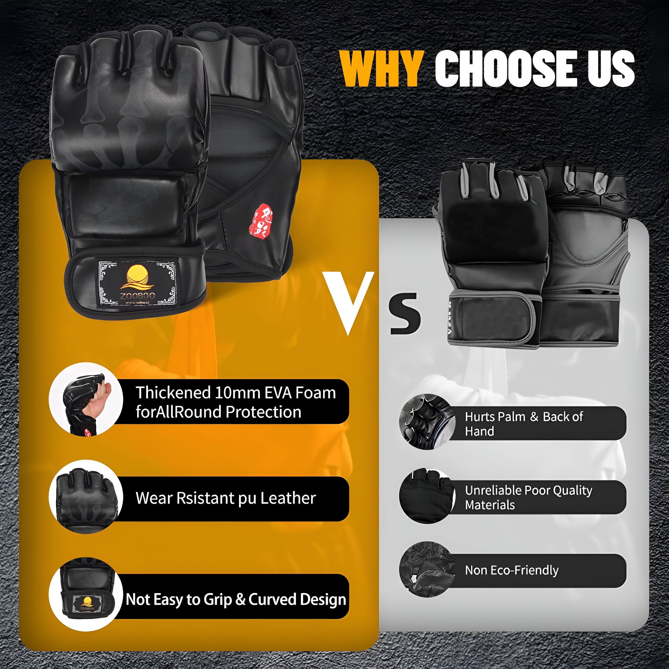 BESTSKY Gloves,Half-Finger Boxing Fight Gloves Mma Mitts with Adjustable Wrist Band for Sanda Sparring Punching Bag Training (One Size Fits Most)