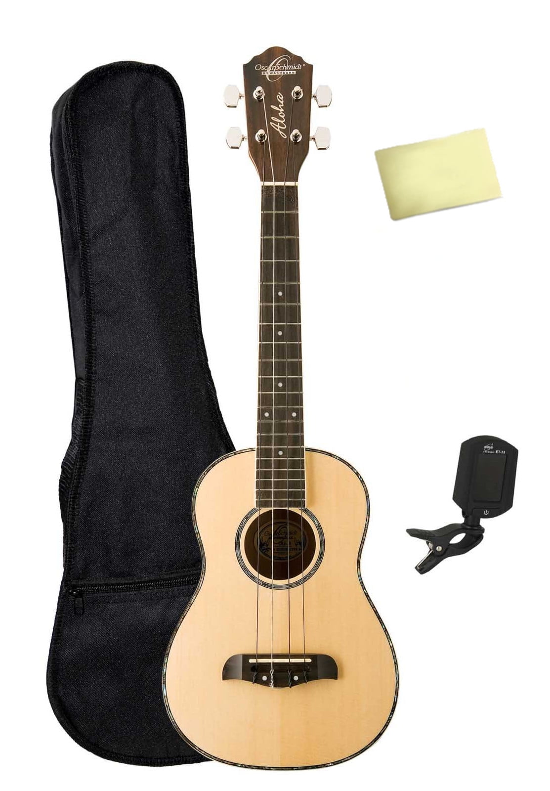 Oscar Schmidt by Washburn OU4 Tenor Ukulele Bundle with Gig Bag, Tuner
