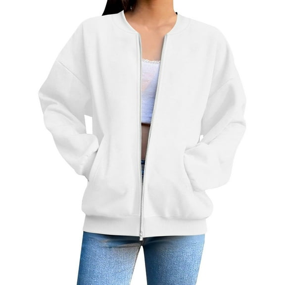 zbxnLI Women's Zip up Sweatshirt Jackets Fashion Fall Long Sleeve Casual Outerwear Jackets for Women
