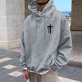 thumbnail image 5 of PiGOGI Men's Casual Pullover Hoodie with Pocket Long Sleeve Sweatshirt Fashion Print Hooded Sweatshirt for Daily Wear Gray XXXL, 5 of 6