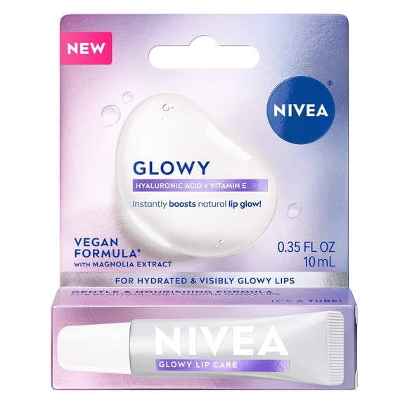 NIVEA Glowy Lips, Glossy Lip Balm, Hydrates for Smooth, Glowy Lips, 0.35 fl oz