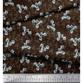 thumbnail image 3 of Soimoi Brown Cotton Duck Fabric Periwinkle Floral Print Fabric by the Yard 42 Inch Wide, 3 of 3