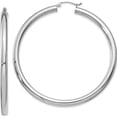 thumbnail image 1 of 14K White Gold Polished 4mm Tube Hoop Earrings (60 X 4) Made In Peru t865, 1 of 6