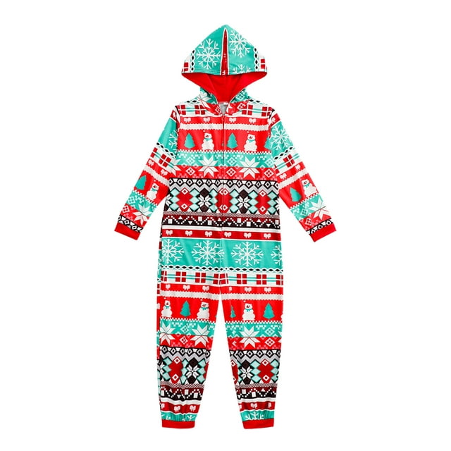 Diconna Combinaison de Noël Familiale à Capuche Festive avec Vêtements de Dessin Animé