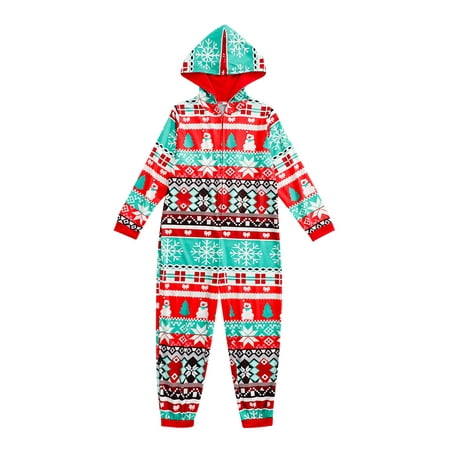 

Pudcoco Family Christmas Hooded Jumpsuit with Cartoon Elasticated Closure Romper