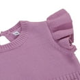 thumbnail image 4 of Newborn Infant Baby Girl Jumpsuit Solid Color Ruffle Sleeveless Knit Drawstring Romper Clothes Purple 12-18 Months, 4 of 7