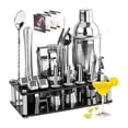 thumbnail image 1 of Juego De Coctelera Shaker Bartender Mixologia Kit 24 Piezas Accesorios De Acero Inoxidable Boston 1 Litro Con Soporte De Acrílico Incluye Recetario Para Cocteles Mezclador De Bebidas Profesional Bar ecomlab Profesional, 1 of 8
