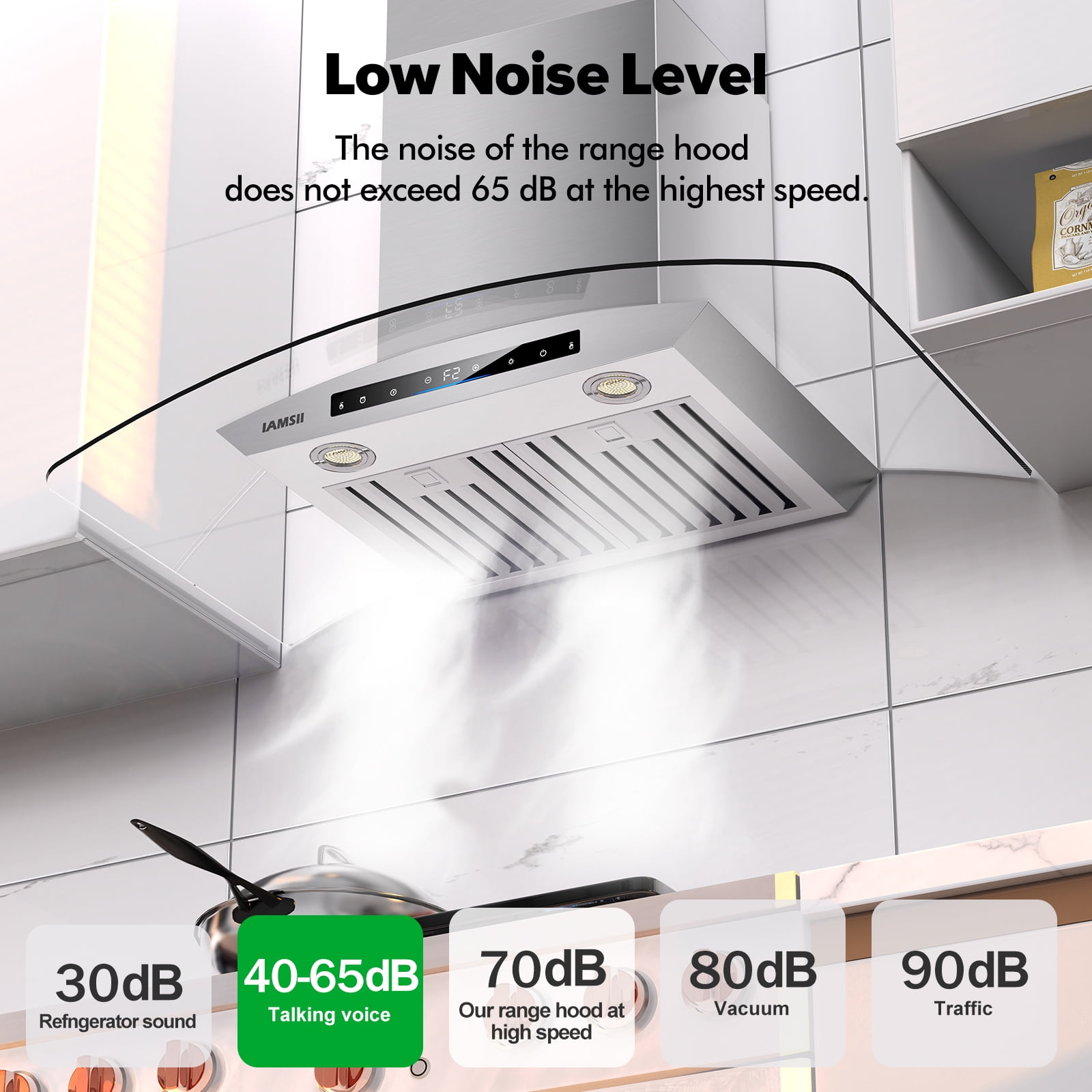 Wall Mount Range Hood 30 inch 900 CFM Stainless Steel Range Hood with LED Light and Remote Control
