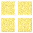 thumbnail image 1 of Yellow Coaster Set of 4, Yellow Tropical Exotic Pineapple Fruit Pattern with Dots Little Circles, Square Hardboard Gloss Coasters, Standard Size, White and Yellow, by Ambesonne, 1 of 2