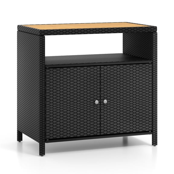 Furnibear 35.5" Outdoor Buffet Sideboard Credenza Cabinet with Adjustable Shelves for Living Room Dining Room - Black