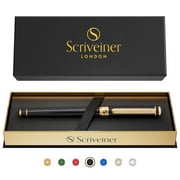 Scriveiner Black Lacquer Rollerball Pen - Stunning Luxury Pen with 24K Gold Finish, Schmidt Ink Refill, Best Roller Ball Pen Gift Set for Men & Women, Professional, Executive Office, Nice Pens