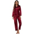 thumbnail image 6 of POPLIS Women's Silk Pajamas Set,Two-piece Pj Sets Ladies Long Sleeve Sleepwear Long Pants, Button Down Pj Sets for w/ Poc, 6 of 18