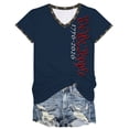 thumbnail image 4 of Conairie Womens Patriotic Shirts Loose Crew Neck Short Sleeve 4th of July T Shirt With Letter Print Basic Work Tee Vacation Clothes Blue L, 4 of 4