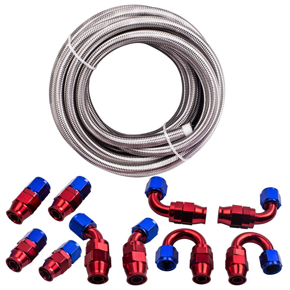 20 Feet 10AN AN10 Stainless Steel Fuse Hose & 10PCS Swivel Fitting Hose End 