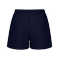 thumbnail image 5 of Busydd Men's Linen Shorts Fashion Solid Color Elastic Waist Beach Shorts Casual Vacation Drawstring Summer Shorts with Pockets L, 5 of 7