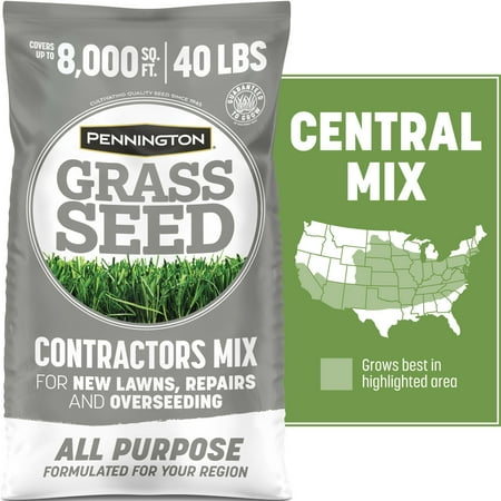 Pennington Contractors Central Grass Seed Mix, Grass Seeds for Lawn, for Sun to Partial Shade, 40 lb.