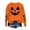 #409-Orange, variant on Halloween Sweatshirts for Women Solid Color Crew Neck Long Sleeve Tops Pumpkin Face and Bat Print Casual Pullover for Fall Winter Daily Wear Gift