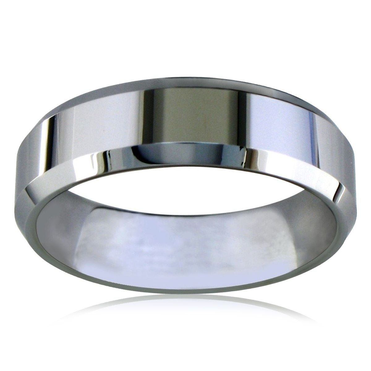 SuperJeweler 7mm Beveled Titanium Wedding Band for Men