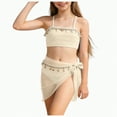 thumbnail image 3 of TOWED22 Girl's 3 Piece Bikini Set Cross Strap Swimsuits for Girls Bathing Suit with Shorts Teen Swimwear Swimming Suit(Beige,8-9 Y), 3 of 9