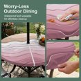 thumbnail image 5 of Round Outdoor Tablecloth with Umbrella Hole and Zipper, Pink Ombre Stripe Tablecloth with Elastic Waterproof, Abstract Summer Beach Coastal Patio Table Covers for 36" - 44" Picnic Pool Tables, 5 of 9