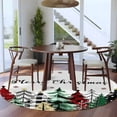 thumbnail image 5 of Christmas Round Rug 5ft Washable Circle Kitchen Rugs Non Slip Winter Snowflakes Nature Forests Xmas Trees Large Area Rug Indoor Floor Carpet for Bedroom Living Room Home Office Dining Room Nursery, 5 of 8