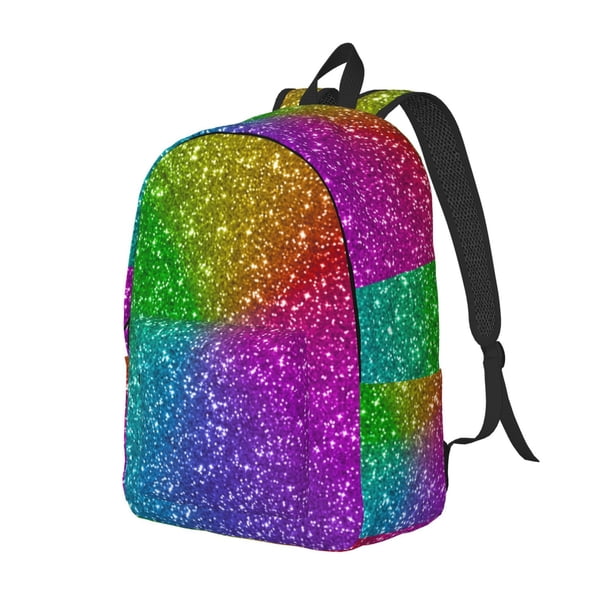 Easygdp Colorful Glitter Mochila de Lona Resistente para Laptop, Compatible con Laptops de 15 a 17 pulgadas, Ideal para Escuela, Trabajo y Viajes-Small