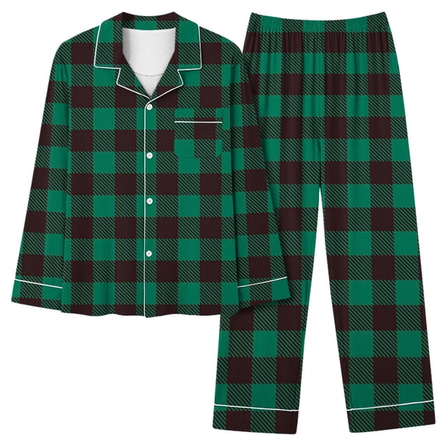 TIMIFIS Pyjamas de Noël pour Femmes - Ensembles de Pyjama pour Femmes 2 Pcs - Mode Décontractée à Carreaux, Haut à Manches Longues Boutonné et Pantalon, Ensembles de Pyjamas