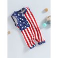 thumbnail image 4 of Suealasg Newborn Baby Boys Girls My 1St Fourth of July Jumpsuit Sleeveless Star Striped Print Romper Bodysuit Infant Summer One-Piece Clothes for Boys Girls, 4 of 8