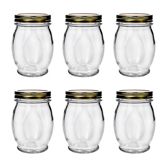 Amici Orto 27.5 oz. Italian Canning Jars, Set of 6 - Metal Screw-On Gold Lids