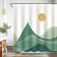 thumbnail image 3 of Boho Shower Curtain Bathroom Moutain Shower Curtain Set Waterproof Fabric Bathroom Set with 12 Hook (72.00" x 72.00", Green), 3 of 6