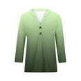 thumbnail image 4 of Quinlirra Shirts For Women 3/4 Sleeves Women's Tops Fashion Solid Button Shirt Female V-Neck Loose T-shirt Blouse, 4 of 5