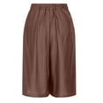 thumbnail image 5 of RYRJJ Womens Knee Length Shorts Summer Casual Linen Wide Leg Long Elastic Bermuda Shorts for Women Culottes(Coffee,XXL), 5 of 6