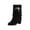 Black, variant on Women Mid Heel Boots Casual Winter Warm Tassel Suede Thick Heel Round Toe Metal Lock Decoration Maillard Mid-Calf Booties