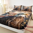 thumbnail image 3 of Manfei Animal Eagle 3pcs Twin Sheet Sets for Teens Female Men,USA Flag Twin Fitted Sheet,Independence Day Firework Breathable Flat Sheet,Breathable Home Decor, 3 of 7