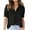 Black, variant on Admvng Summer Tops for Women Fashion Solid Color Casual V-Neck Puff Petal Sleeve Loose T-shirt Tops S-2XL